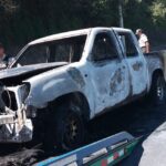 Policía Nacional aprehendió droga en camioneta incendiada